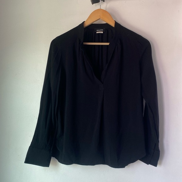 Zadig & Voltaire XS Tink Solid Long Sleeve Blouse Top - Picture 2 of 13